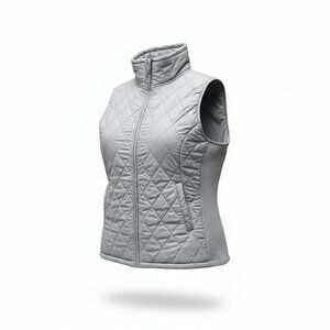 L.L. Bean Women’s Quilted Vest XL Classic Grey Fleece Lined Full Zip